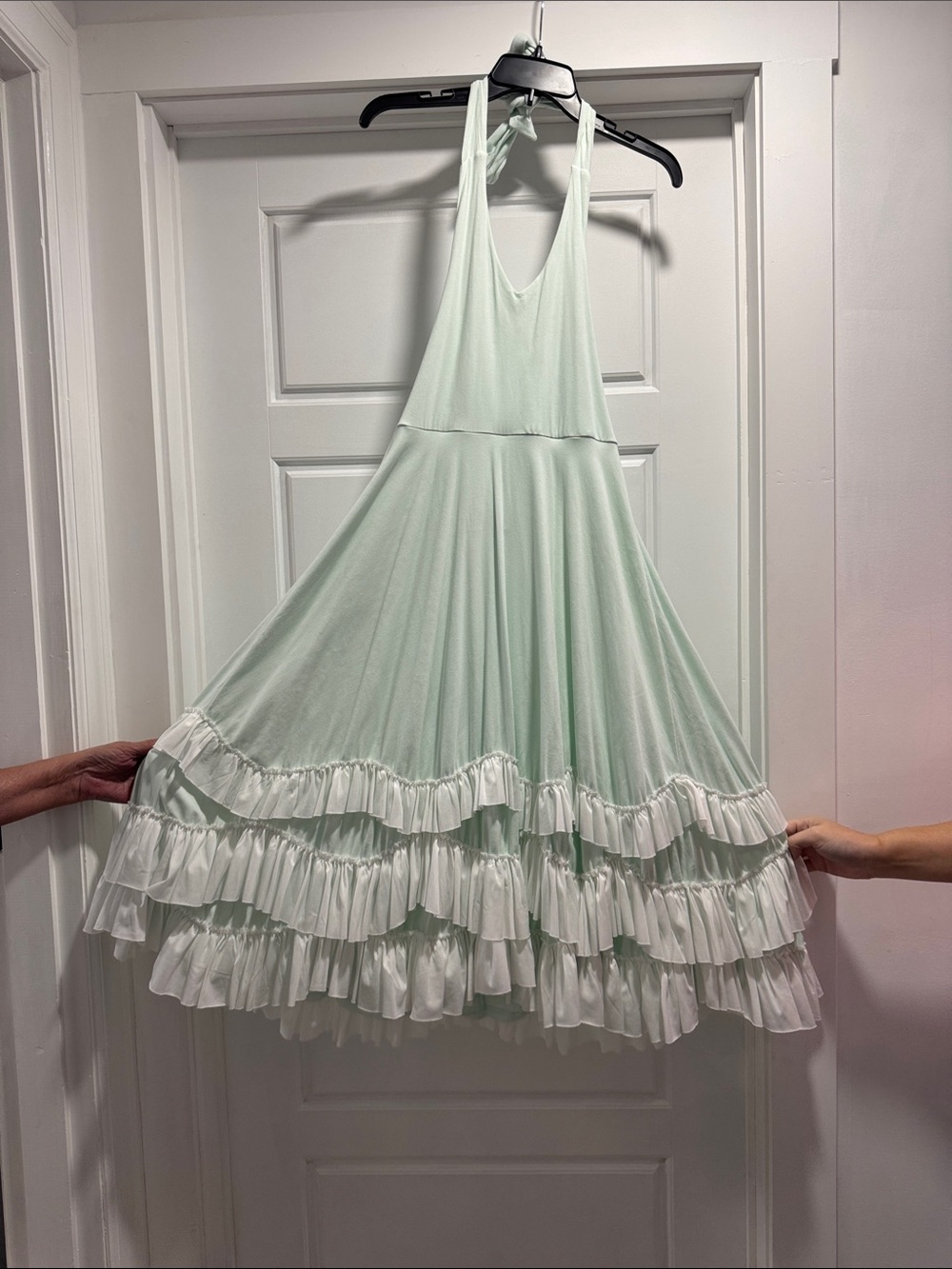 Girls' Mint Halter Ruffle Tiered Dress